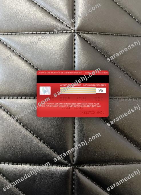 USA North Carolina BB&T Corp. bank visa signature card photolook back